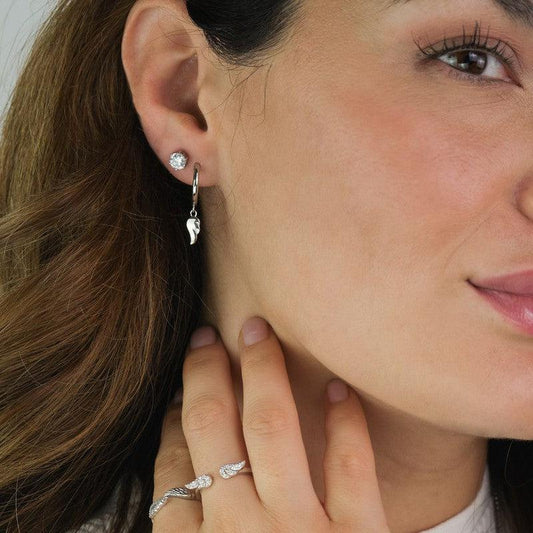 Engelsrufer Flying Wings Silver Hoop Earrings