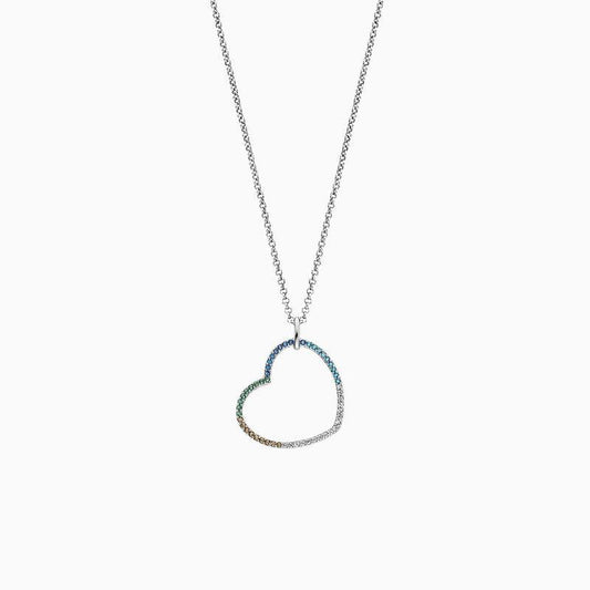 Engelsrufer Silver Rainbow Heart With multicoloured CZ Necklace