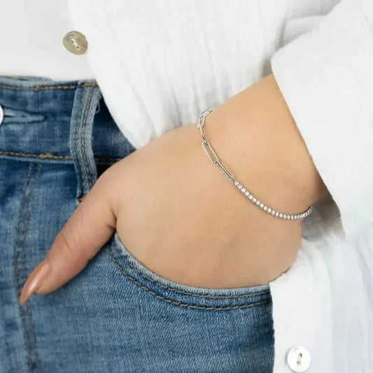 Engelsrufer Tennis Paperclip Bracelet Silver with Cubi Zirconia