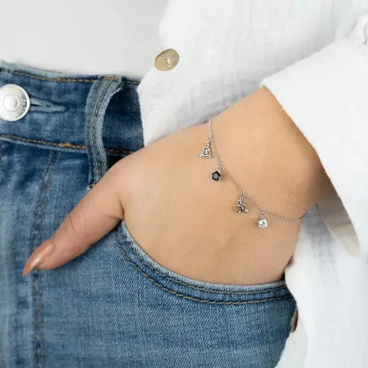 Engelsrufer Ying Yang Dangle Bracelet Silver with Cubic Zirconia