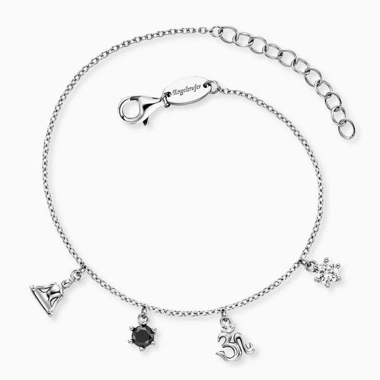 Engelsrufer Ying Yang Dangle Bracelet Silver with Cubic Zirconia