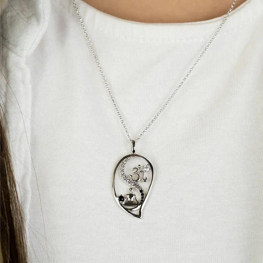 Engelsrufer Ying Yang Drop Necklace Silver with Cubic Zirconia
