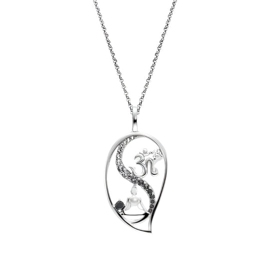 Engelsrufer Ying Yang Drop Necklace Silver with Cubic Zirconia