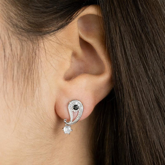 Engelsrufer Ying Yang Stud Earrings Silver with Zirconia