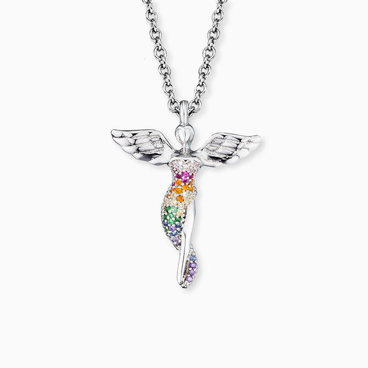 Engelsrufer Angel Silver Necklace with Multicolor Zirconia