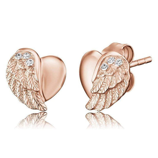 Engelsrufer CZ Rose Gold Heartwing Studs
