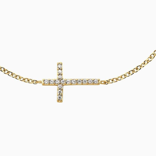 Engelsrufer Silver Cross Gold Plated With Zirconia Bracelet