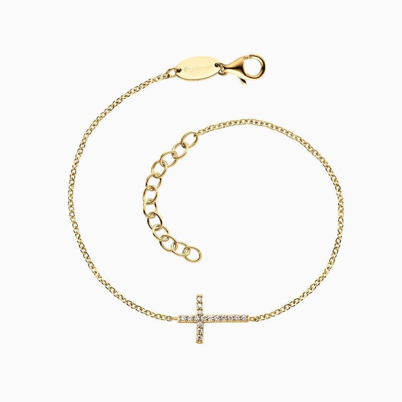 Engelsrufer Silver Cross Gold Plated With Zirconia Bracelet